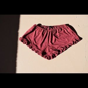 Maroon, Suede shorts